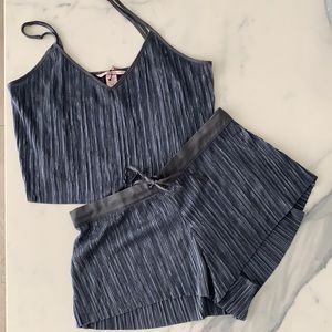 NWT Victoria’s Secret shimmer blue cami PJ short set. Top Size M,Bottom Size S.
